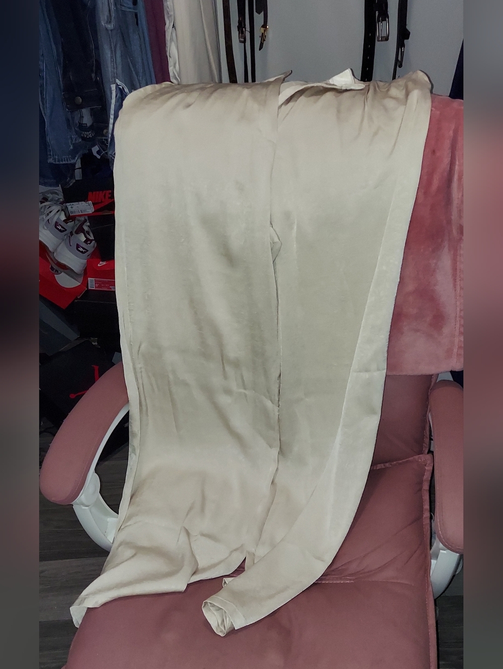Neutral Beige Velvet Lounge Pants